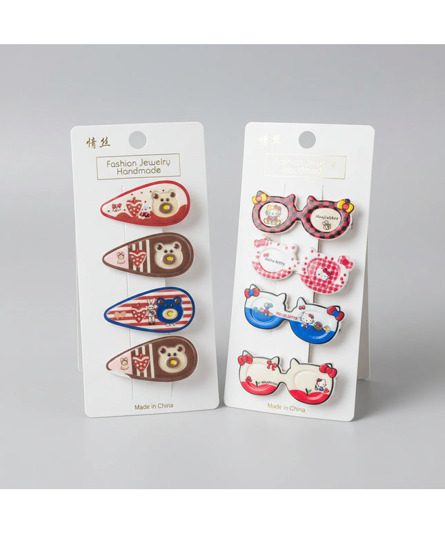 4-Pc Cartoon Printed Hair Pins