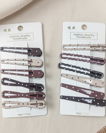 6-Pc Curry Color Polka Dot Hair Pins