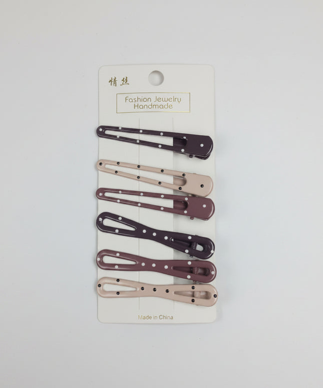 6-Pc Curry Color Polka Dot Hair Pins