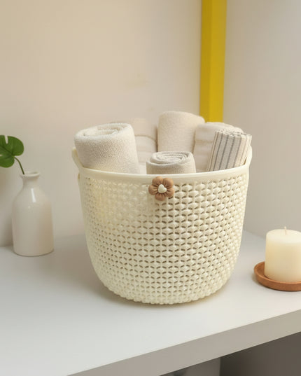 3-Pc Round Rattan-Look Storage Basket