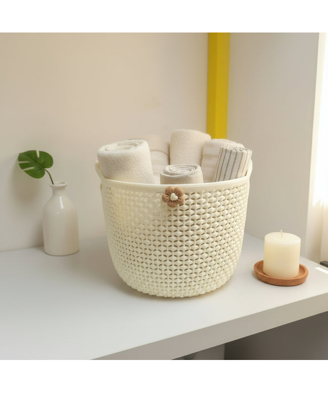 3-Pc Round Rattan-Look Storage Basket