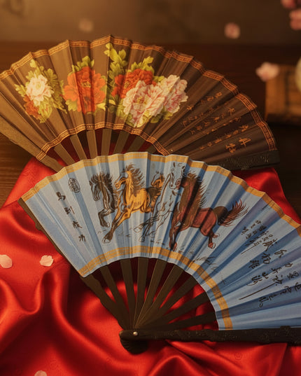 Dragon and Phoenix Folding Fan