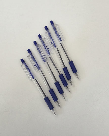 Transparent 6-Pack Ballpoint Pens (Blue)