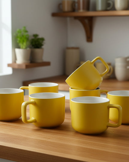 6-Pc Sunshine Color Glaze Ceramic Cup