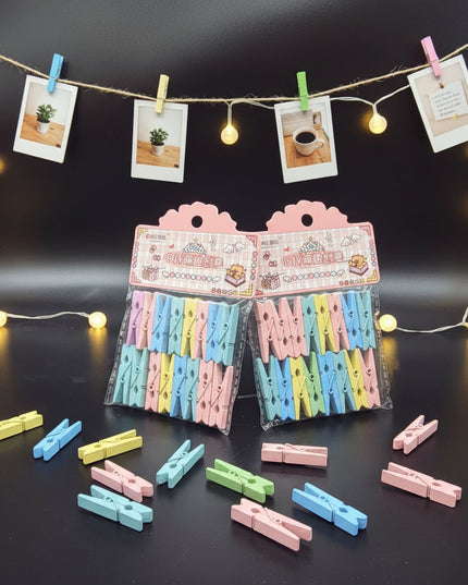 Packaged colorful clothespins on a black background