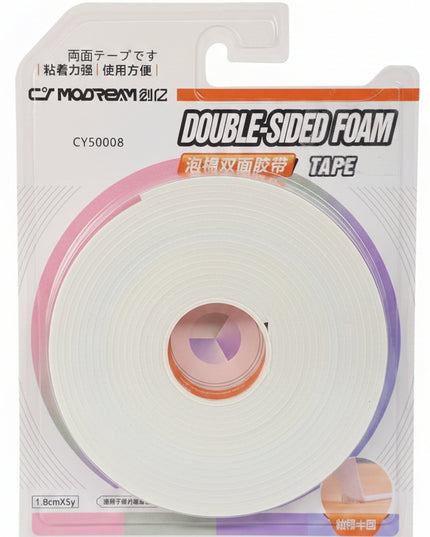 Double-sided foam tape in packaging with Moarem branding on a black background