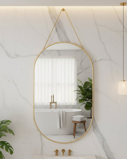 Gold Rope Oval Hanging Mirror