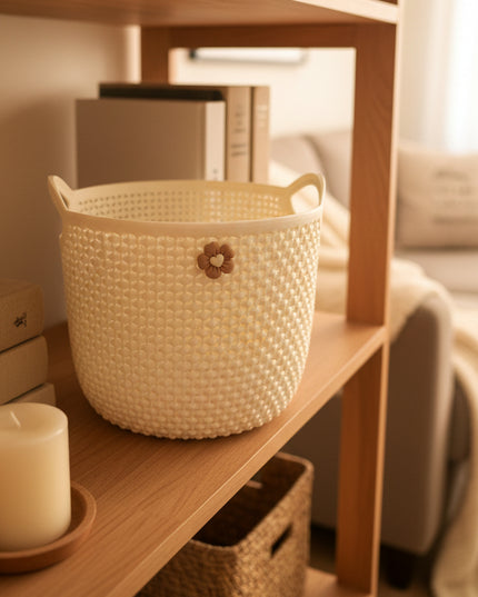 3-Pc Rattan-Look Round Storage Basket