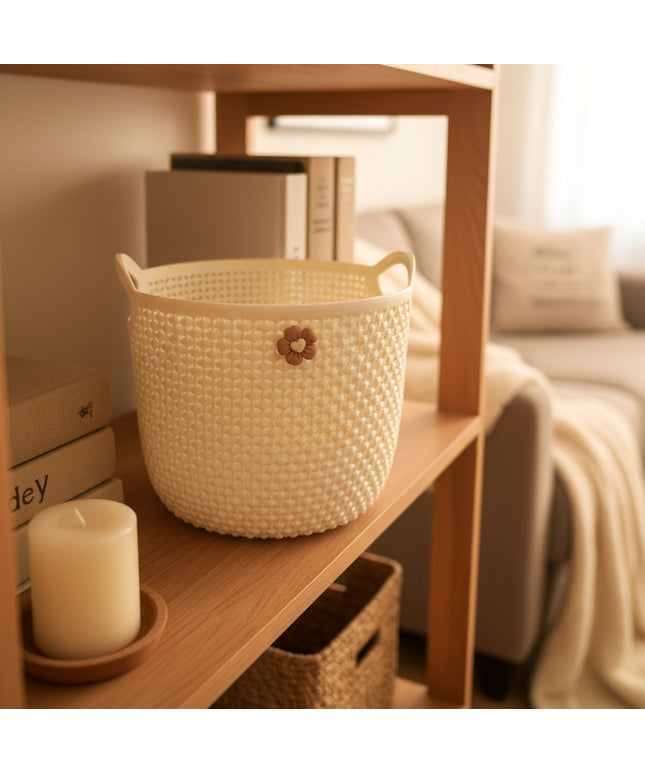 3-Pc Rattan-Look Round Storage Basket