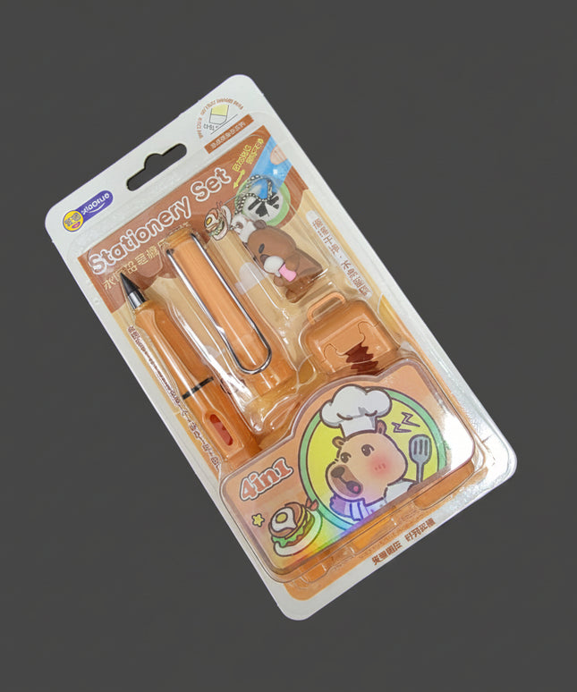 Brown Bear 4in1 Retractable Eraser Set