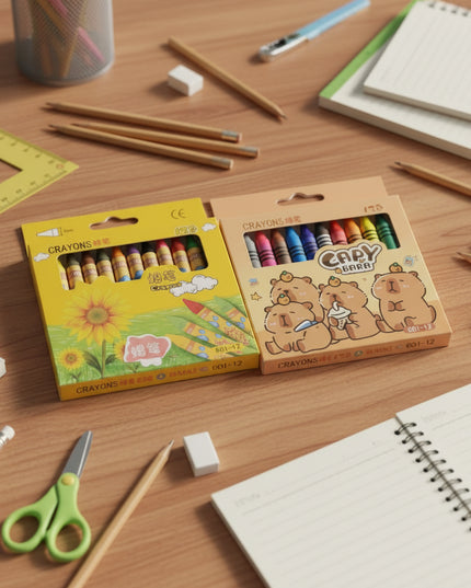 4-Pc 8mm Wax Color Crayons (12-Pcs)