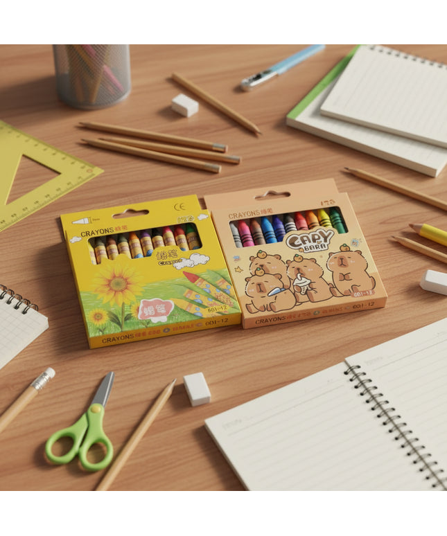 4-Pc 8mm Wax Color Crayons (12-Pcs)