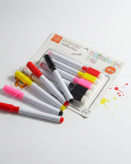 Packaged set of colorful pens with a cartoon character on a dark background