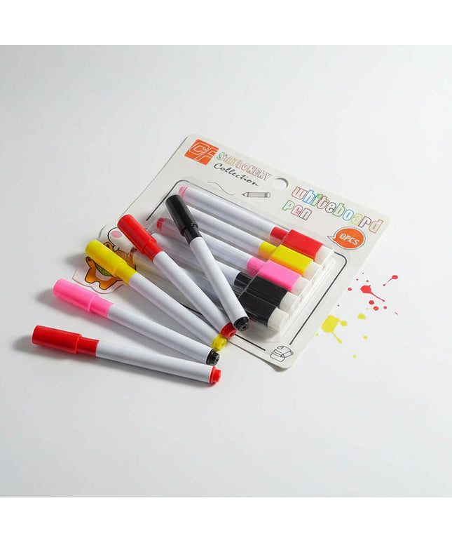 Packaged set of colorful pens with a cartoon character on a dark background
