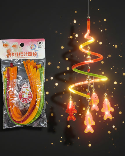 Packaged colorful gummy worms with a brand logo on a dark background