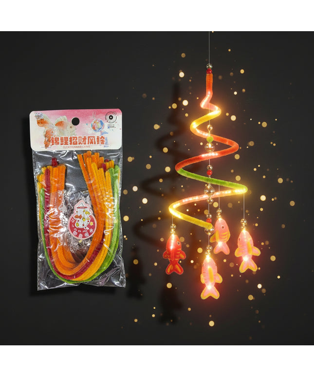 Packaged colorful gummy worms with a brand logo on a dark background